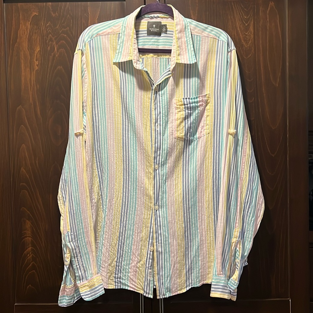 Hawkings McGill Shirt Pastel Stripe Button Down Size L